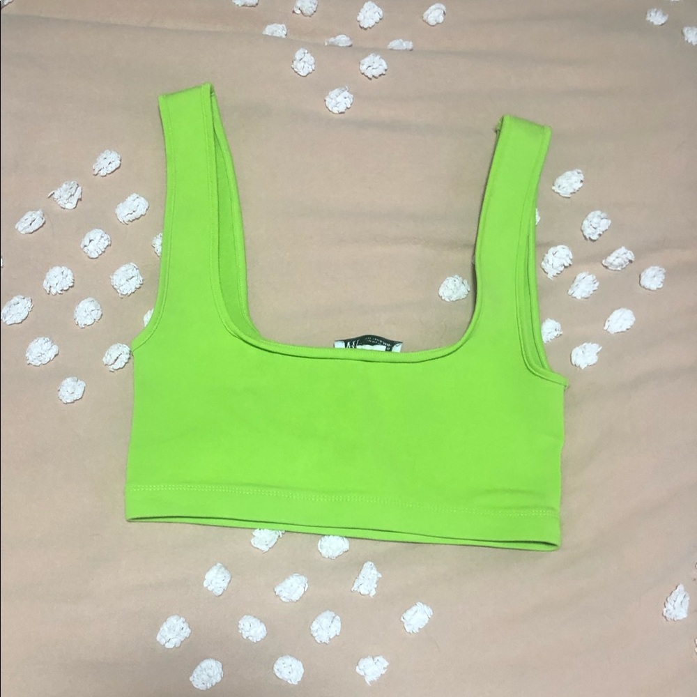 green zara crop tank top